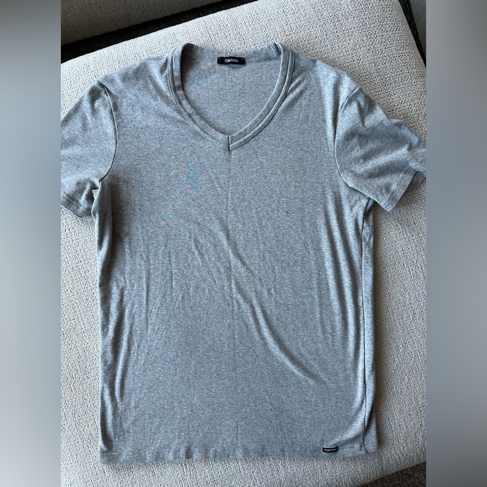 TOM FORD Men’s Cotton Stretch Jersey T-Shirt, Grey- Size Large